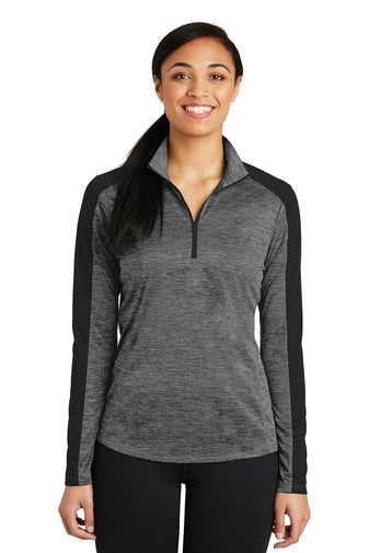 LST397 Sport-Tek Ladies PosiCharge Electric Heather Colorblock 1/4-Zip Pullover