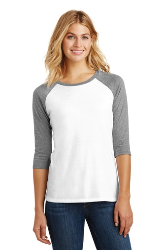 DM136L District Women's Perfect Tri 3/4-Sleeve Raglan