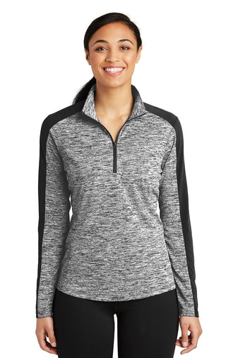 LST397 Sport-Tek Ladies PosiCharge Electric Heather Colorblock 1/4-Zip Pullover